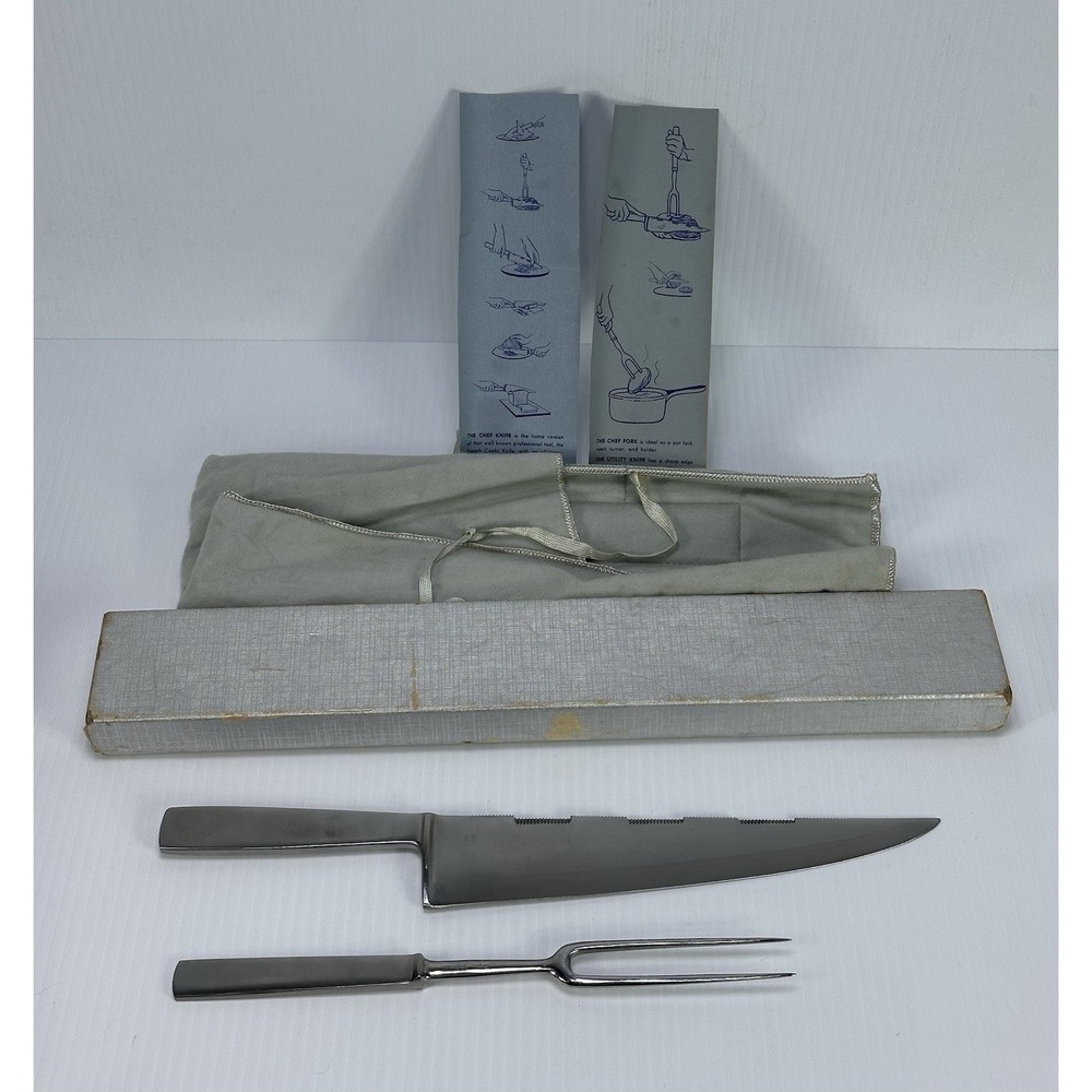 VTG Capri Italy Stainless Steel Utility Chef Knife Serving Chef Fork Carving Set